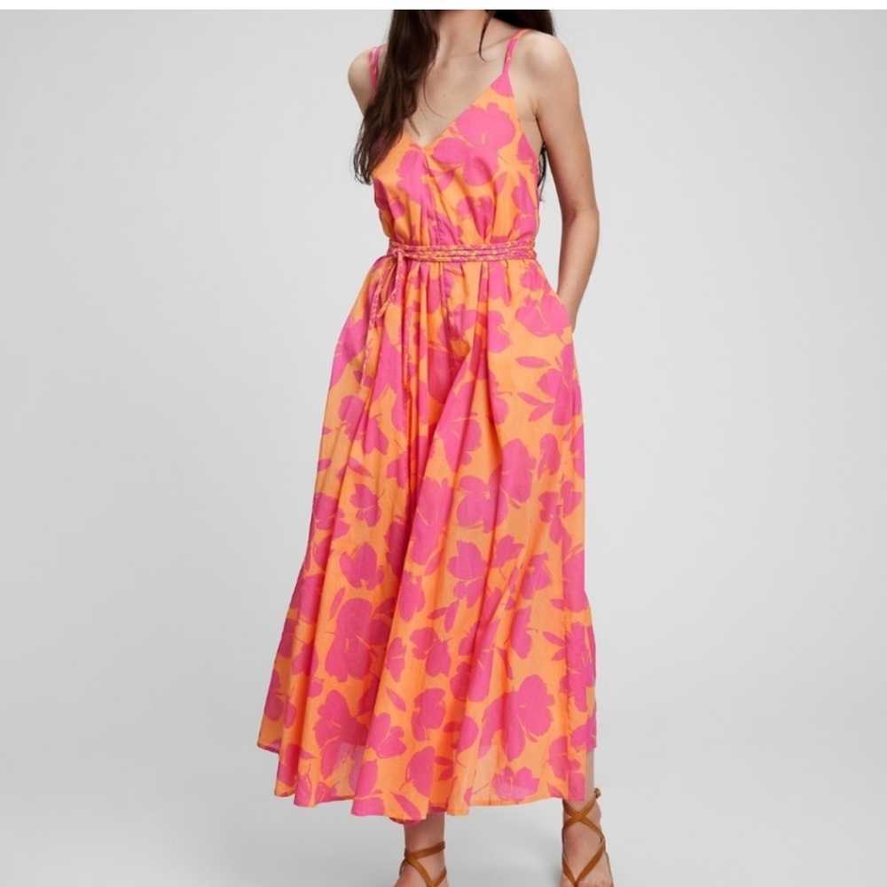 Gap Tie Waist Maxi Dress - Pink Floral